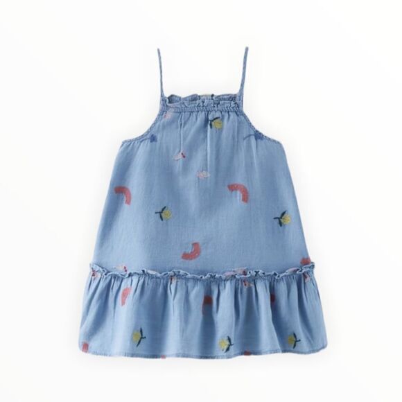 ZARA Kids | Blue | EMBROIDERED DENIM DRESS LIMITED EDITION - Picture 3 of 8